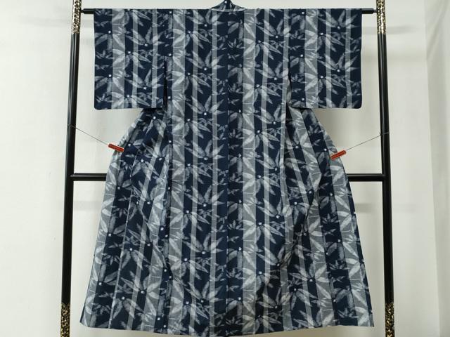 平和屋着物●久留米絣 単衣 笹竹文 綿 逸品 CABE2865yc