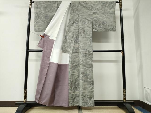 平和屋着物●都喜ヱ門 本場大島紬 7マルキ 総絣 樹林風景文 藤絹織物謹製 正絹 逸品 CABE2920yc