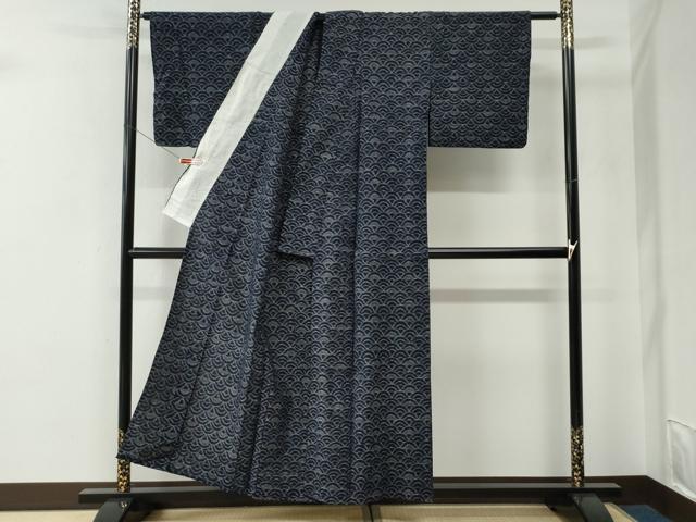 平和屋着物●久留米絣 単衣 青海波 綿 逸品 CABE2922yc