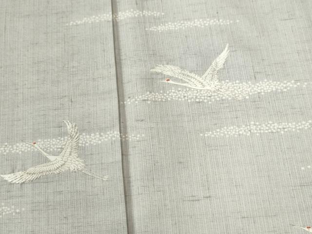 平和屋着物●訪問着 紬地 霞飛鶴文 正絹 逸品 CABE2948yc