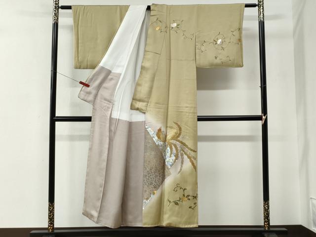 平和屋着物●金彩友禅作家 金彩の魔術師 堀省平 金煌織 訪問着 鳳凰花唐草文 金銀彩 正絹 逸品 CABE2949yc