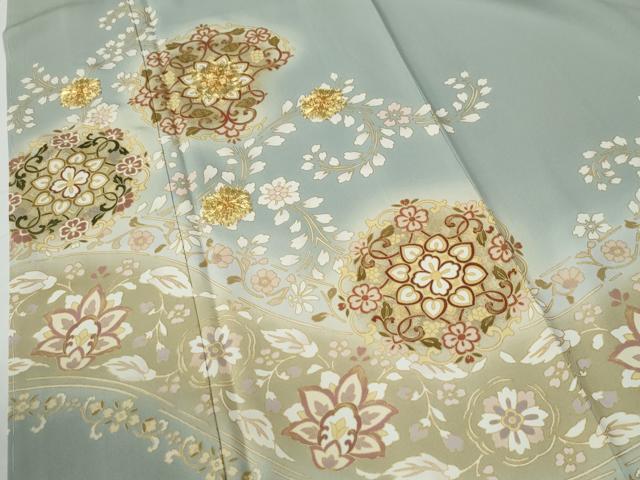 平和屋着物●豪華色留袖 駒刺繍 更紗花唐草文 暈し染め 金彩 正絹 逸品 CABE2956yc