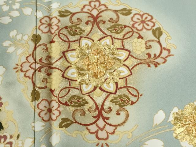 平和屋着物●豪華色留袖 駒刺繍 更紗花唐草文 暈し染め 金彩 正絹 逸品 CABE2956yc