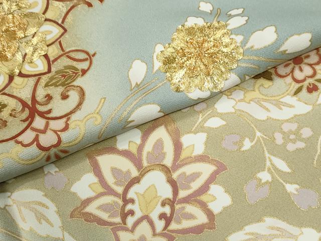 平和屋着物●豪華色留袖 駒刺繍 更紗花唐草文 暈し染め 金彩 正絹 逸品 CABE2956yc