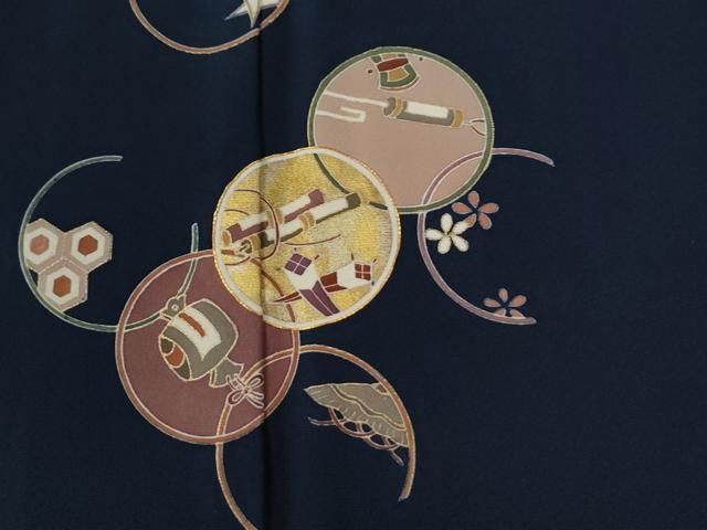 平和屋着物●訪問着 駒刺繍 宝尽くし丸文 金彩 正絹 逸品 CABE2961yc