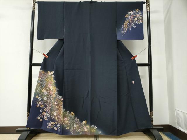 平和屋着物●越後十日町の一流染匠 桐屋・翠山工房 訪問着 絞り 枝垂れ花唐草文 暈し染め 金彩 やまと誂製 正絹 逸品 CABE2979yc