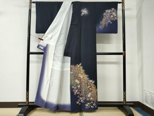 平和屋着物●越後十日町の一流染匠 桐屋・翠山工房 訪問着 絞り 枝垂れ花唐草文 暈し染め 金彩 やまと誂製 正絹 逸品 CABE2979yc