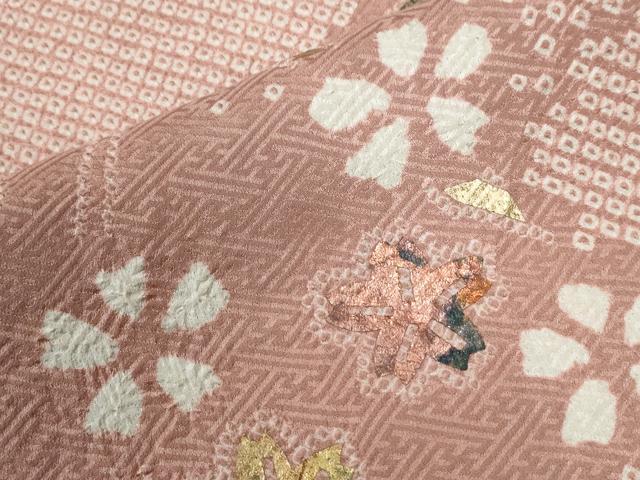 平和屋着物●訪問着 絞り 舞桜文 金彩 正絹 逸品 CABE2990yc
