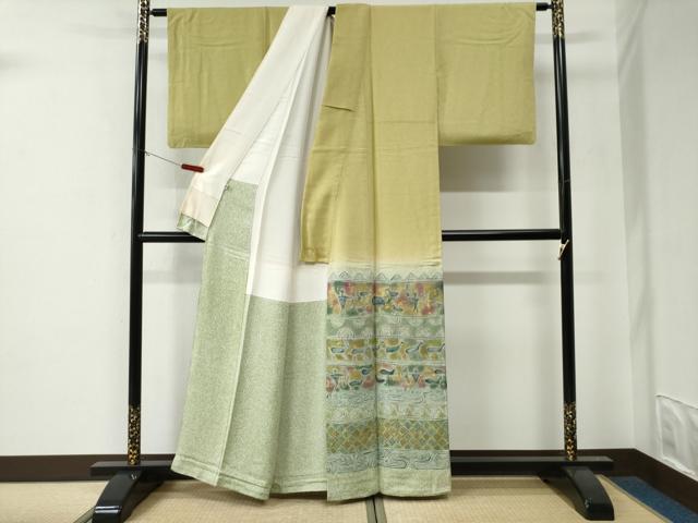 平和屋着物●染織工芸作家 京手描友禅 田村信之 色留袖 横段狩猟動物吉祥文 暈し染め 金彩 正絹 逸品 CABE3003yc