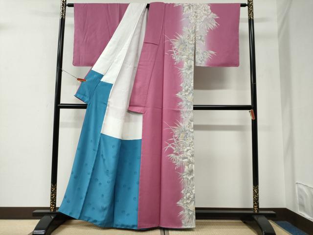 平和屋着物●皇室デザイナー 中村乃武夫 訪問着 草花文 暈し染め 金銀彩 正絹 逸品 未使用 CABE3006yc