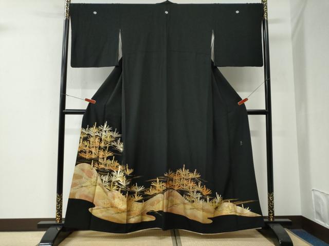 平和屋着物●金彩友禅 卓越技能者・名工・和田光正 黒留袖 浜松文 金彩 正絹 逸品 CABE3043yc