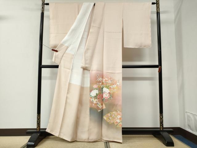 平和屋着物●京友禅の第一人者 松井青々 色留袖 駒刺繍 地紙草花文 暈し染め 金彩 正絹 逸品 CABE3052yc