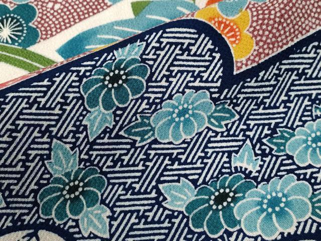 平和屋着物●豪華振袖 型染め 霞吉祥花松文 鬼しぼ縮緬 正絹 逸品 CABE3059yc