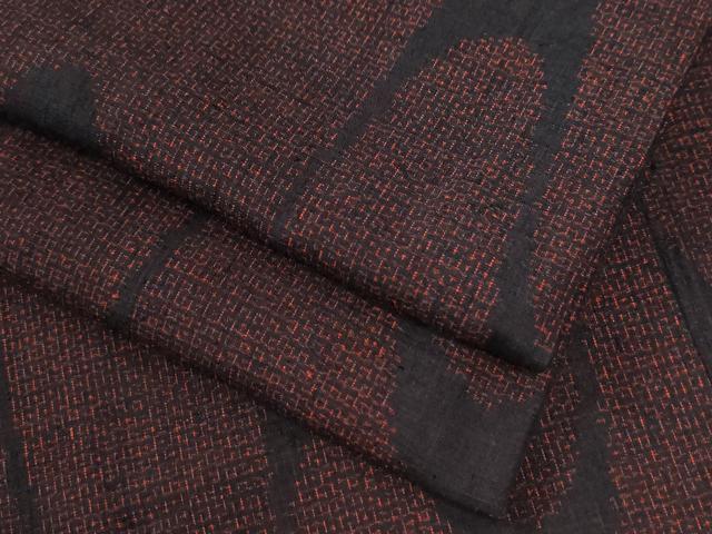 平和屋着物●結城紬 80亀甲 よろけ縞 黒地 正絹 逸品 CABE3083yc