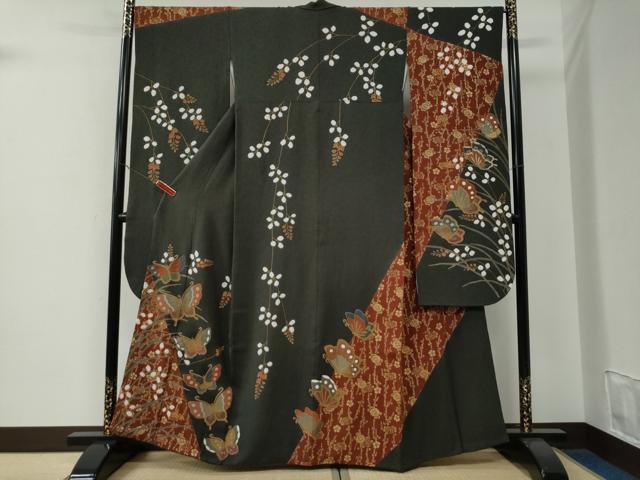 平和屋着物●豪華振袖 花蝶文 金彩 正絹 逸品 CABE3095yc