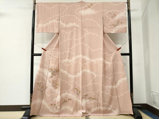 平和屋着物○訪問着 絞り 刺繍 雲取り草花文 金彩 正絹 逸品 CABE3098yc