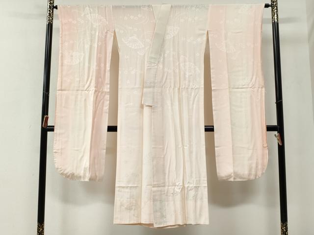 平和屋着物●振袖用長襦袢 無双仕立て 檜扇舞花地紋 暈し染め まるやま扱い 正絹 逸品 CABE3123yc