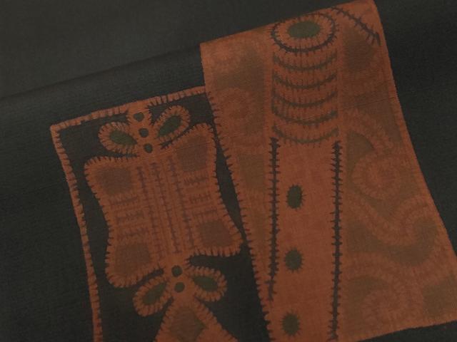 平和屋着物●訪問着 本場染大島紬 短冊吉祥唐草文 正絹 逸品 CABE3132yc