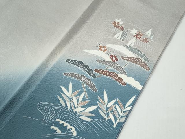 平和屋着物●訪問着 駒刺繍 華風 浜松風景文 暈し染め 金彩 反端付き 正絹 逸品 未使用 CABE3143yc