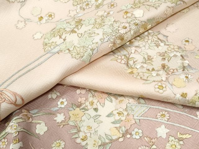 平和屋着物●訪問着 総刺繍 花車文 暈し染め 金糸 正絹 逸品 CABE3164yc