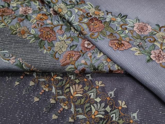 平和屋着物●訪問着 総刺繍 更紗花唐草文 暈し染め 金通し地 正絹 逸品 未使用 CABE3183yc