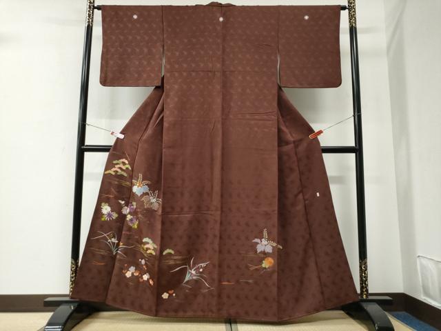 平和屋着物●加賀友禅の巨匠 初代 由水十久 色留袖 総刺繍 溢れ松葉桐松花文 金銀彩 正絹 逸品 CABE3194yc