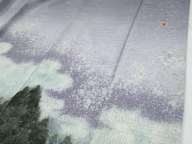 平和屋着物●吉乃一廉 幻の辻が花 訪問着 樹林文 暈し染め 金通し地 正絹 逸品 CABE3195yc