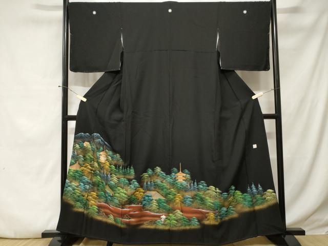 平和屋着物■豪華黒留袖 作家物 風景文 暈し染め 金彩 正絹 逸品 CABE3202ev