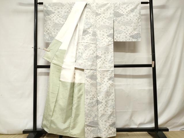 平和屋着物■上質な紬 切嵌吉祥花文 正絹 逸品 CABE3217ev