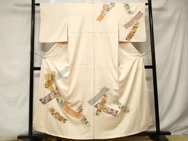 平和屋着物■訪問着 駒刺繍 短冊枝花文 金彩 正絹 逸品 CABE3268ev