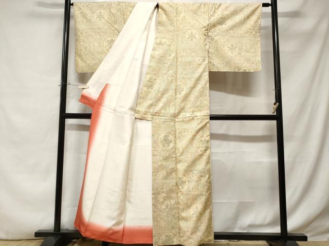 平和屋着物■本場染大島紬 幾何学花文 正絹 逸品 CABE3272ev