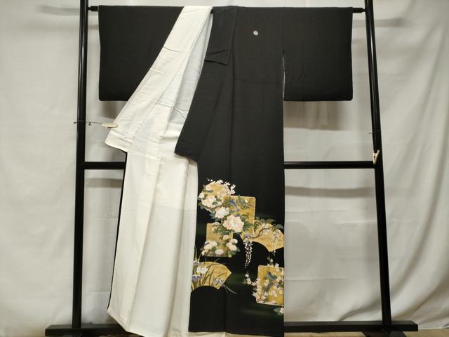 平和屋着物■豪華黒留袖 地紙雪輪安緑花文 暈し染め 金彩 正絹 逸品 CABE3282ev