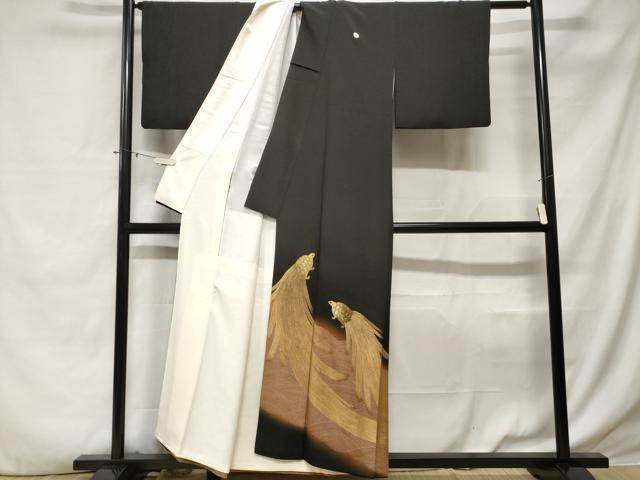 平和屋着物■豪華黒留袖 駒刺繍 蓑亀 暈し染め 金銀彩 正絹 逸品 CABE3295ev