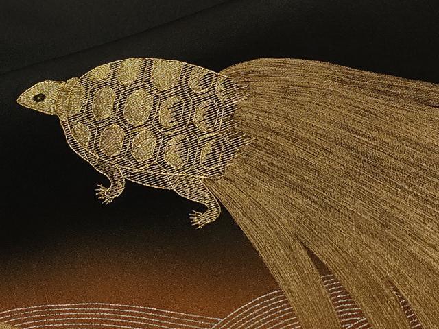 平和屋着物■豪華黒留袖 駒刺繍 蓑亀 暈し染め 金銀彩 正絹 逸品 CABE3295ev
