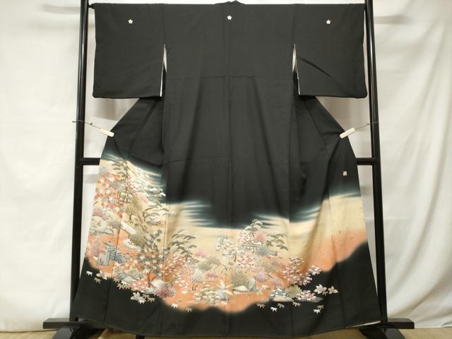 平和屋着物■豪華黒留袖 作家物 駒刺繍 御所解文 暈し染め 金通し地 正絹 逸品 CABE3301ev