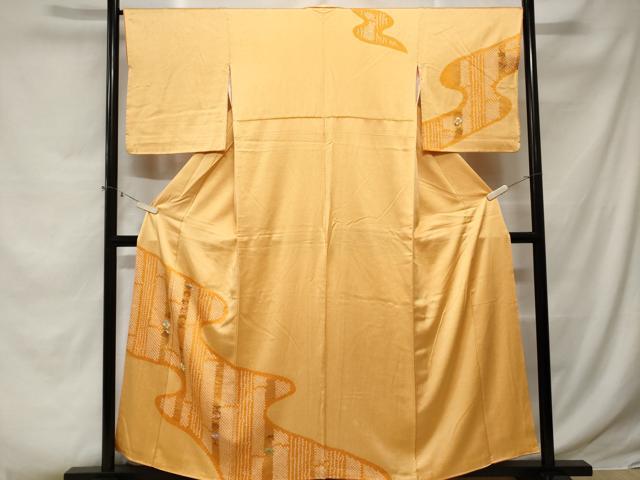 平和屋着物■訪問着 駒刺繍 絞り 道長花文 正絹 逸品 CABE3328ev