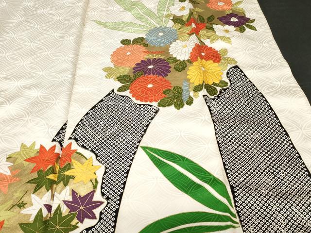 平和屋着物■豪華振袖 駒刺繍 笹竹花丸文 金彩 正絹 逸品 CABE3344ev
