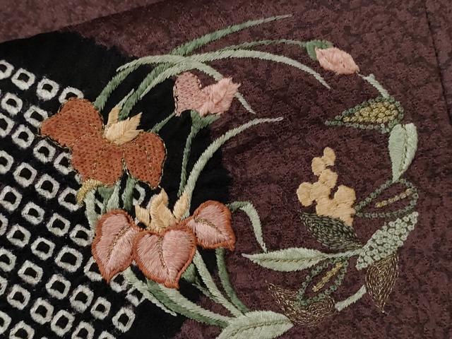 平和屋着物■訪問着 刺繍 絞り 道長花車文 金糸 正絹 逸品 CABE3351ev
