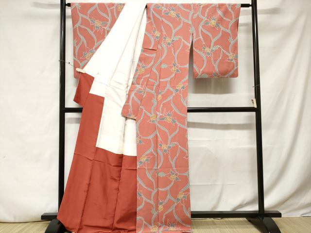 平和屋着物■上質な小紋 枝花文 正絹 逸品 CABE3415ev