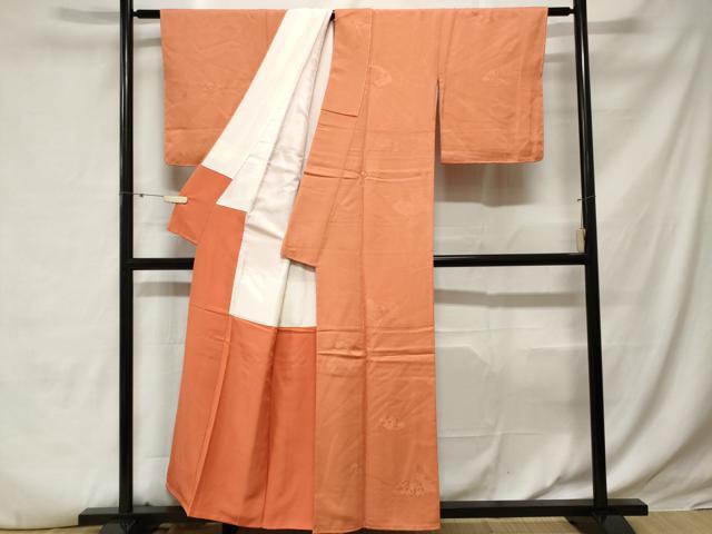 平和屋着物■上質な色無地 地紙吉祥花地紋 曙色 正絹 逸品 未使用 CABE3447ev