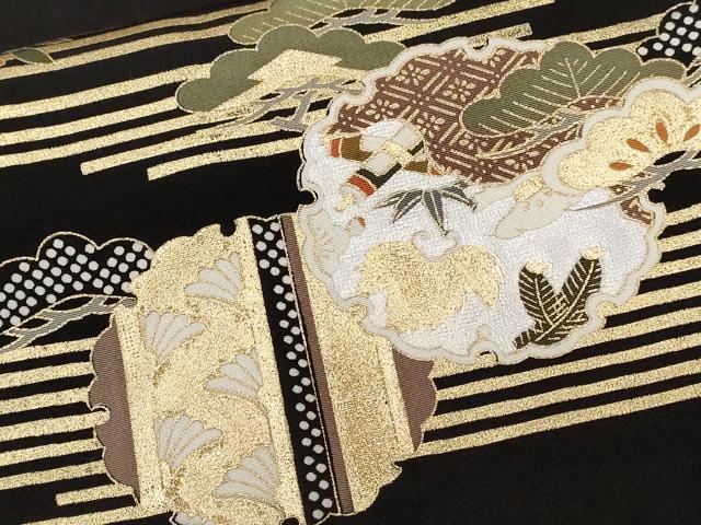 平和屋着物■豪華黒留袖 駒刺繍 雪輪飛鶴松竹梅 金銀彩 正絹 逸品 CABE3542ev