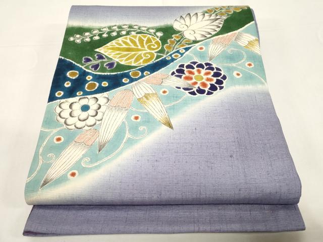 平和屋着物●太鼓柄袋帯 手描き 紬地 辻が花 正絹 逸品 CABE3614dy