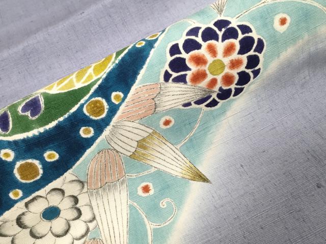 平和屋着物●太鼓柄袋帯 手描き 紬地 辻が花 正絹 逸品 CABE3614dy