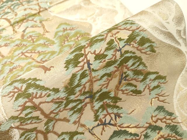 平和屋着物●西陣 服部織物謹製 六通柄袋帯 唐織 枝松文 金糸 正絹 逸品 CABE3617dy