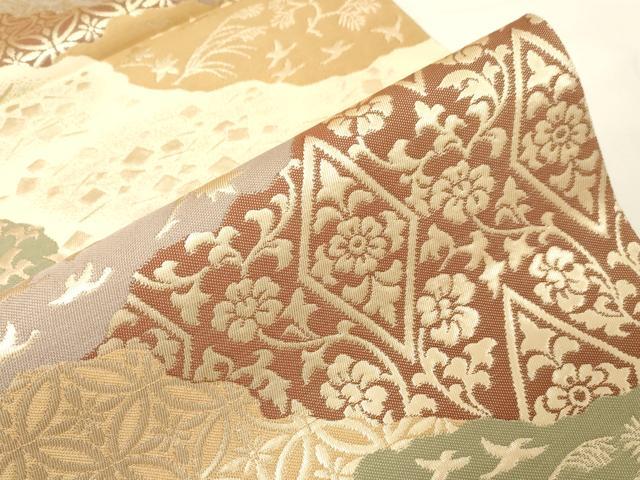 平和屋着物●西陣 川島織物 六通柄 本袋帯 切嵌花鳥文 金糸 正絹 逸品 未使用 CABE3618dy
