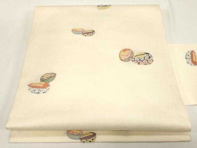 平和屋着物●九寸名古屋帯 唐織 ぽっくり下駄 正絹 逸品 CABE3629dy