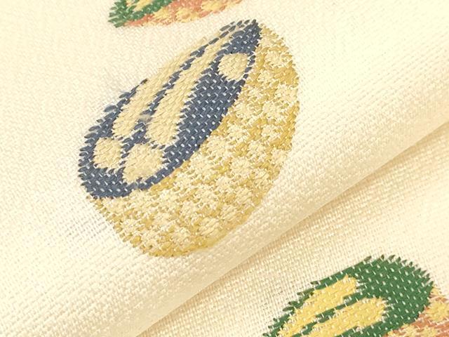 平和屋着物●九寸名古屋帯 唐織 ぽっくり下駄 正絹 逸品 CABE3629dy