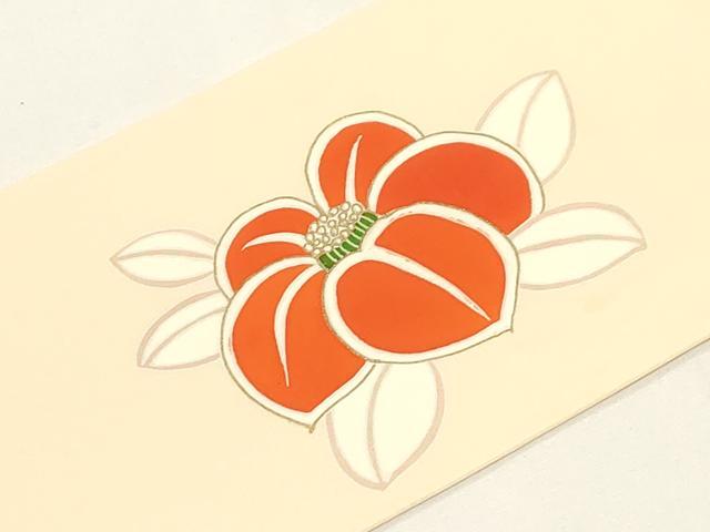 平和屋着物●塩瀬 九寸名古屋帯 草花文 金彩 正絹 逸品 CABE3639dy