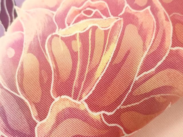 平和屋着物●塩瀬 九寸名古屋帯 作家物 手描き ろうけつ染め 薔薇 正絹 逸品 CABE3641dy