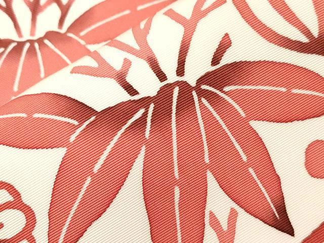 平和屋着物●塩瀬 全通柄九寸名古屋帯 型染め 花鳥文 正絹 逸品 未使用 CABE3687dy